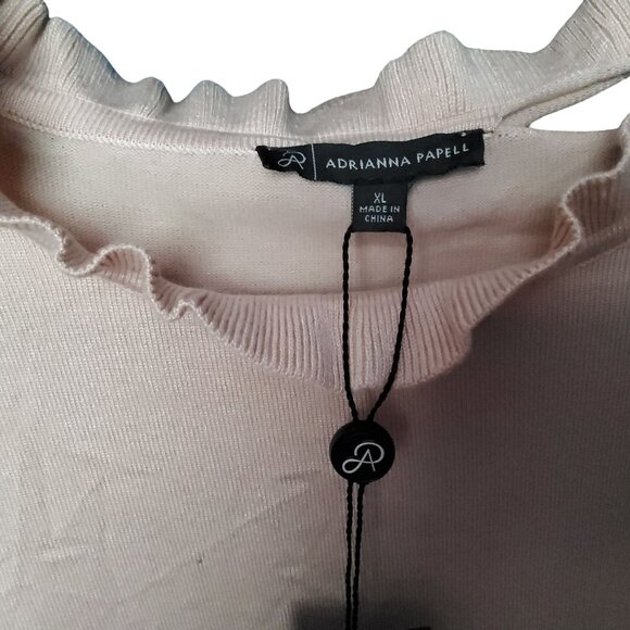 Adrianna Papell Clip Diamond Sleeve Sweater XL Pearl Blush - Picture 3 of 12